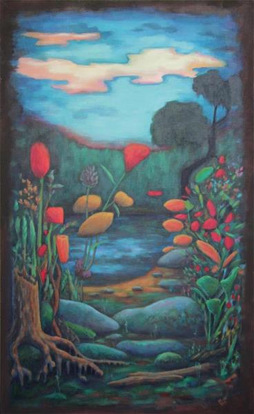 Mirka-Maria Niiva-Ihalaisen maalaus Hiljainen Ranta